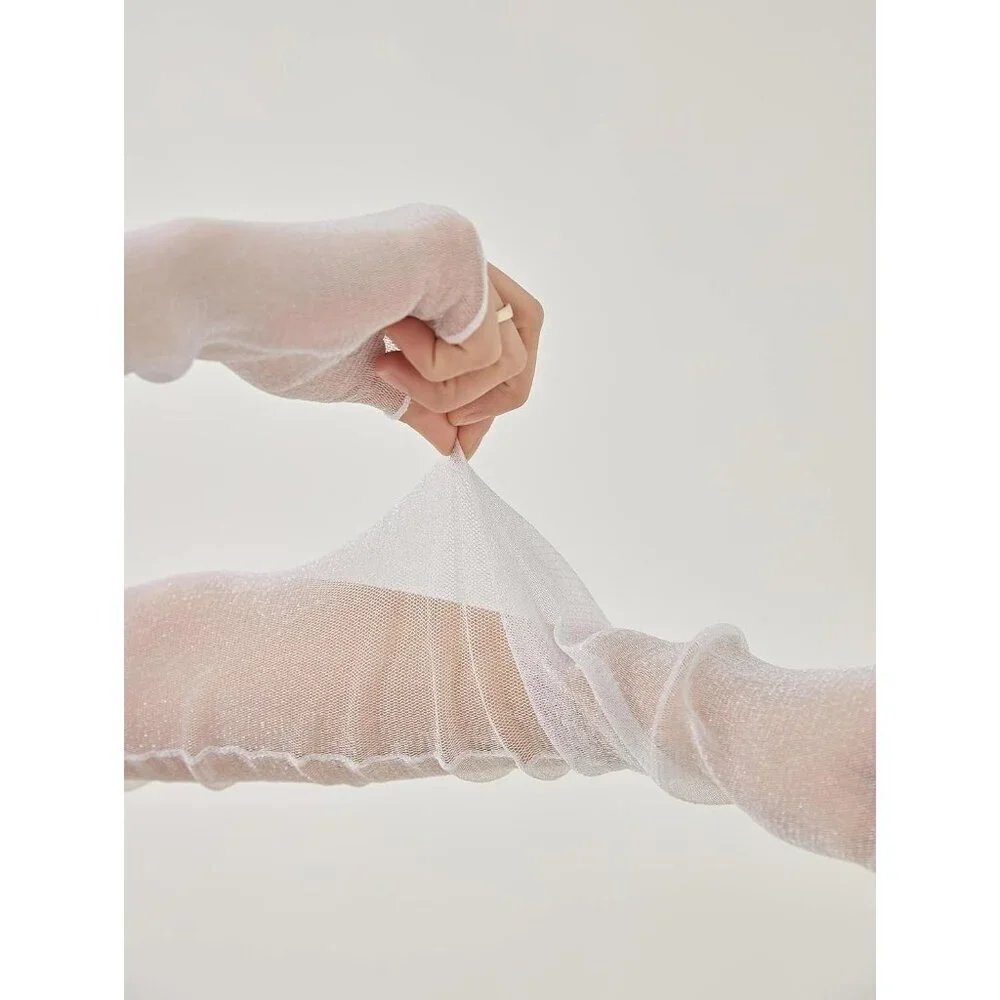 Women's 4 Pairs Sheer Arm Sleeves Fashion Lace Gloves Black White Gray Pink